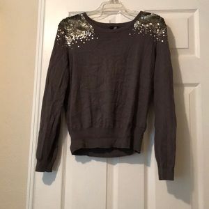 H & M Sz 12 Grey Sequin Sweater